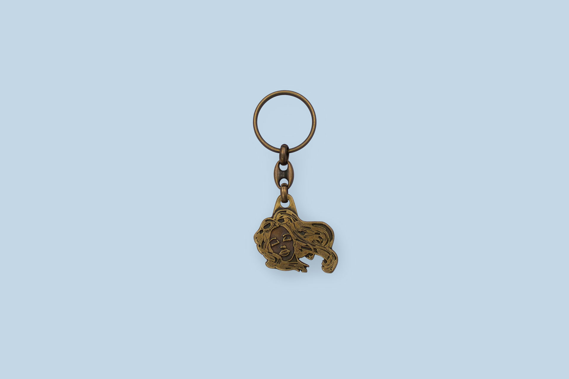 Brass-colored plated enamel Keychain